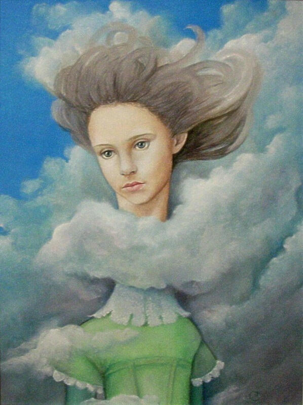Head in the clouds - oil on wood