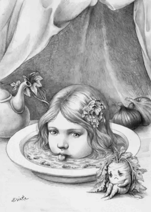 The delicious dinner of the inconsolable Mr. Carrot who didn&#39;t like soup - graphite+studiopaint